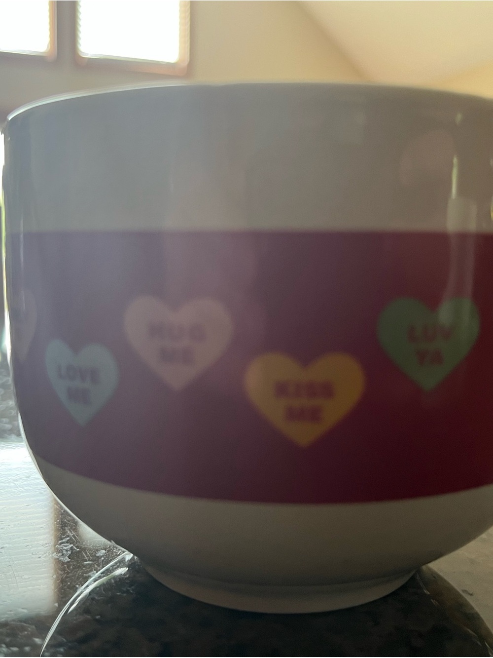 White Ceramic Mug with Pink Heart Conversation Band